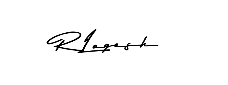 Create a beautiful signature design for name R Logesh. With this signature (Asem Kandis PERSONAL USE) fonts, you can make a handwritten signature for free. R Logesh signature style 9 images and pictures png