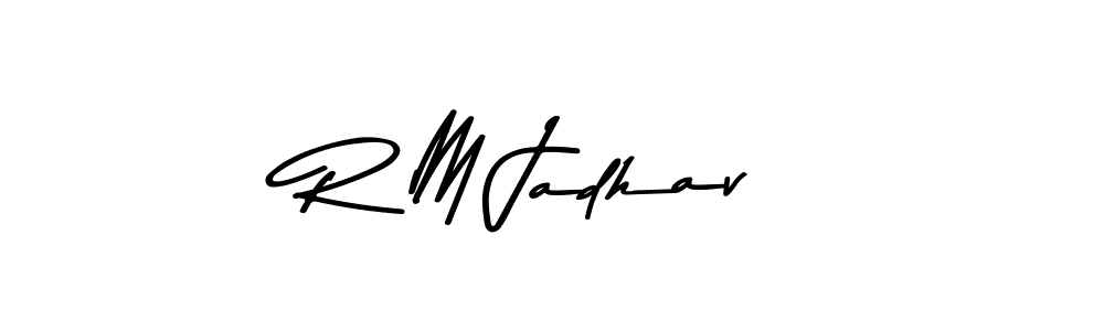 How to make R M Jadhav name signature. Use Asem Kandis PERSONAL USE style for creating short signs online. This is the latest handwritten sign. R M Jadhav signature style 9 images and pictures png