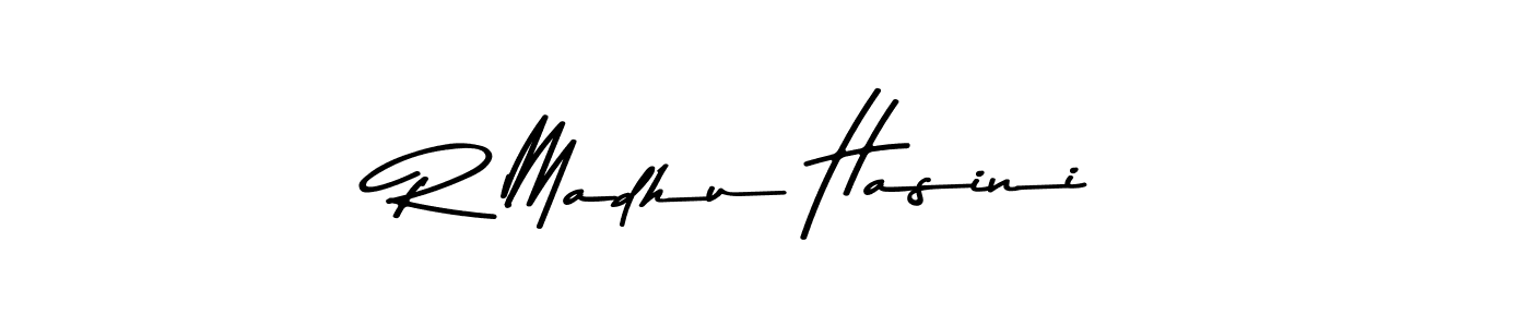 The best way (Asem Kandis PERSONAL USE) to make a short signature is to pick only two or three words in your name. The name R Madhu Hasini include a total of six letters. For converting this name. R Madhu Hasini signature style 9 images and pictures png