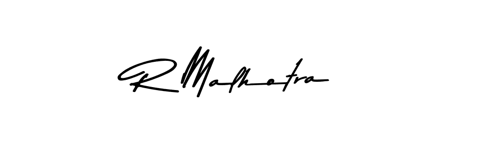 How to make R Malhotra name signature. Use Asem Kandis PERSONAL USE style for creating short signs online. This is the latest handwritten sign. R Malhotra signature style 9 images and pictures png