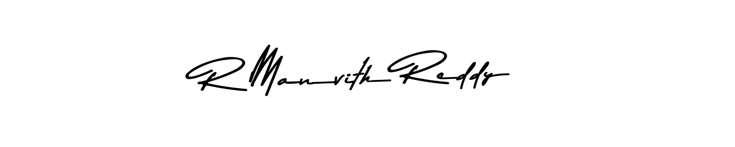 Make a beautiful signature design for name R Manvith Reddy. With this signature (Asem Kandis PERSONAL USE) style, you can create a handwritten signature for free. R Manvith Reddy signature style 9 images and pictures png