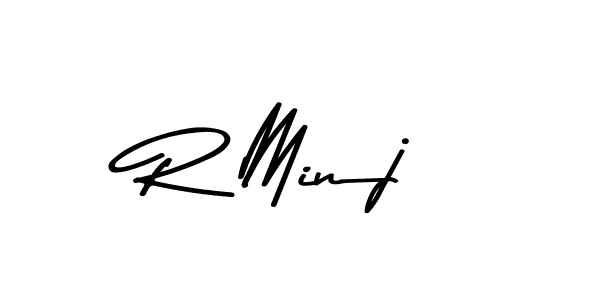 The best way (Asem Kandis PERSONAL USE) to make a short signature is to pick only two or three words in your name. The name R Minj include a total of six letters. For converting this name. R Minj signature style 9 images and pictures png