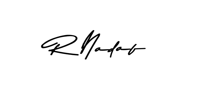 How to make R Nadaf name signature. Use Asem Kandis PERSONAL USE style for creating short signs online. This is the latest handwritten sign. R Nadaf signature style 9 images and pictures png