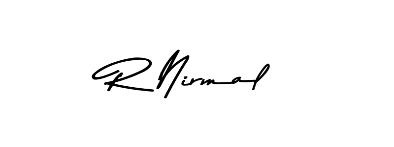 Create a beautiful signature design for name R Nirmal. With this signature (Asem Kandis PERSONAL USE) fonts, you can make a handwritten signature for free. R Nirmal signature style 9 images and pictures png