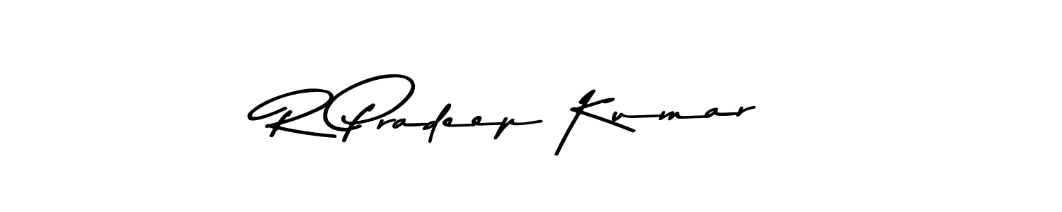 Make a beautiful signature design for name R Pradeep Kumar. With this signature (Asem Kandis PERSONAL USE) style, you can create a handwritten signature for free. R Pradeep Kumar signature style 9 images and pictures png