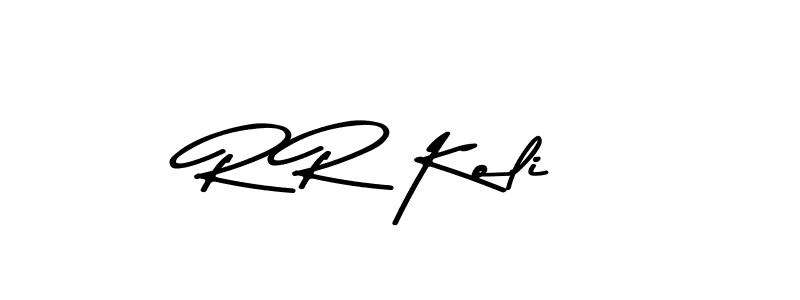 Create a beautiful signature design for name R R Koli. With this signature (Asem Kandis PERSONAL USE) fonts, you can make a handwritten signature for free. R R Koli signature style 9 images and pictures png