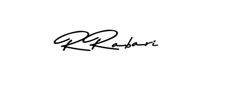 Make a beautiful signature design for name R Rabari. With this signature (Asem Kandis PERSONAL USE) style, you can create a handwritten signature for free. R Rabari signature style 9 images and pictures png