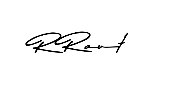 How to make R Raut name signature. Use Asem Kandis PERSONAL USE style for creating short signs online. This is the latest handwritten sign. R Raut signature style 9 images and pictures png