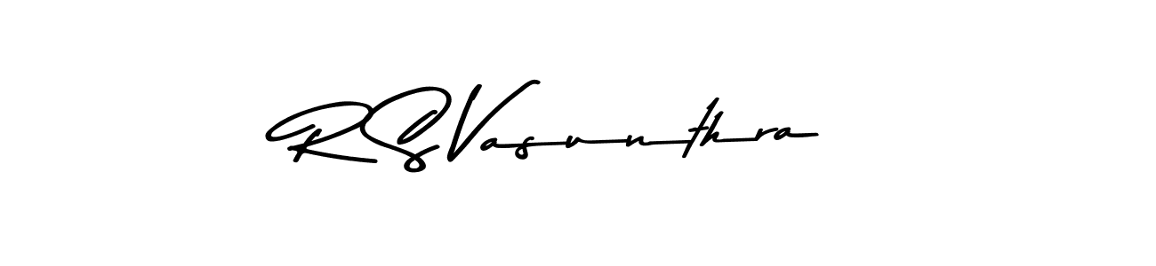 Make a beautiful signature design for name R S Vasunthra. With this signature (Asem Kandis PERSONAL USE) style, you can create a handwritten signature for free. R S Vasunthra signature style 9 images and pictures png