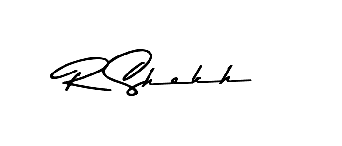 How to make R Shekh name signature. Use Asem Kandis PERSONAL USE style for creating short signs online. This is the latest handwritten sign. R Shekh signature style 9 images and pictures png