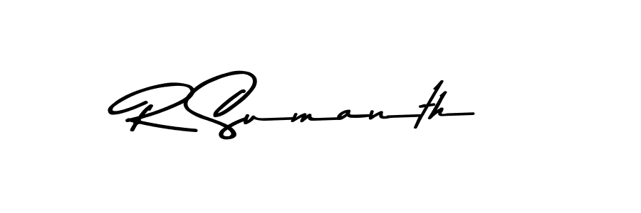 Create a beautiful signature design for name R Sumanth. With this signature (Asem Kandis PERSONAL USE) fonts, you can make a handwritten signature for free. R Sumanth signature style 9 images and pictures png