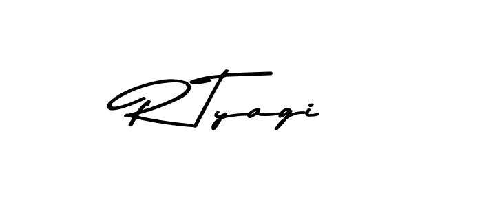 How to make R Tyagi name signature. Use Asem Kandis PERSONAL USE style for creating short signs online. This is the latest handwritten sign. R Tyagi signature style 9 images and pictures png