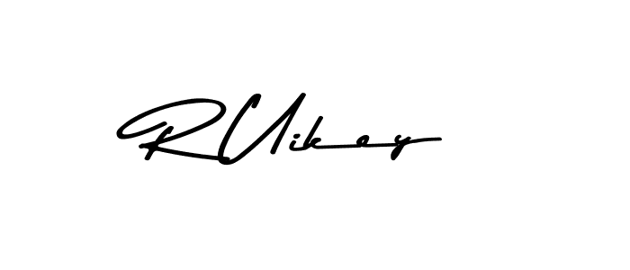 Create a beautiful signature design for name R Uikey. With this signature (Asem Kandis PERSONAL USE) fonts, you can make a handwritten signature for free. R Uikey signature style 9 images and pictures png