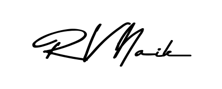 Personalize your online presence with R V Naik signature rendered in elegant Asem Kandis PERSONAL USE font. Great for website footers and blogs. R V Naik signature style 9 images and pictures png