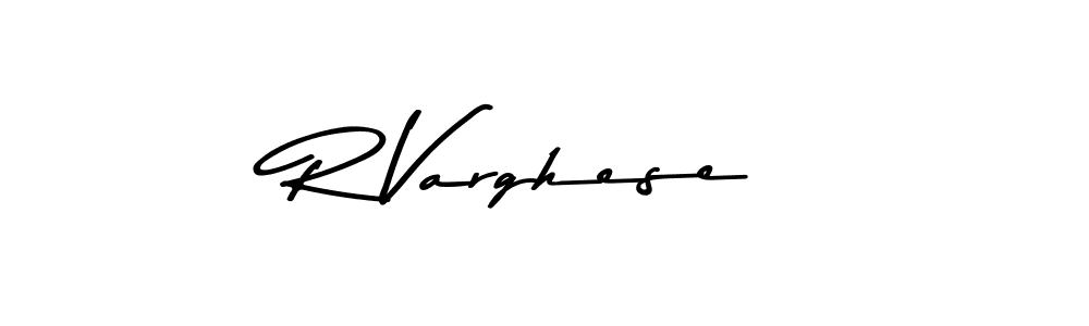 How to make R Varghese name signature. Use Asem Kandis PERSONAL USE style for creating short signs online. This is the latest handwritten sign. R Varghese signature style 9 images and pictures png