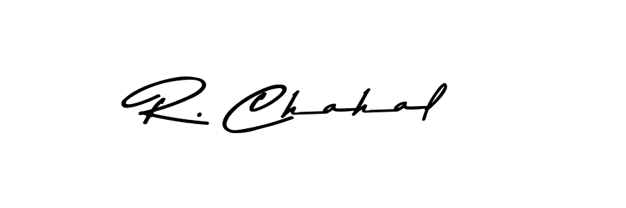 How to make R. Chahal name signature. Use Asem Kandis PERSONAL USE style for creating short signs online. This is the latest handwritten sign. R. Chahal signature style 9 images and pictures png