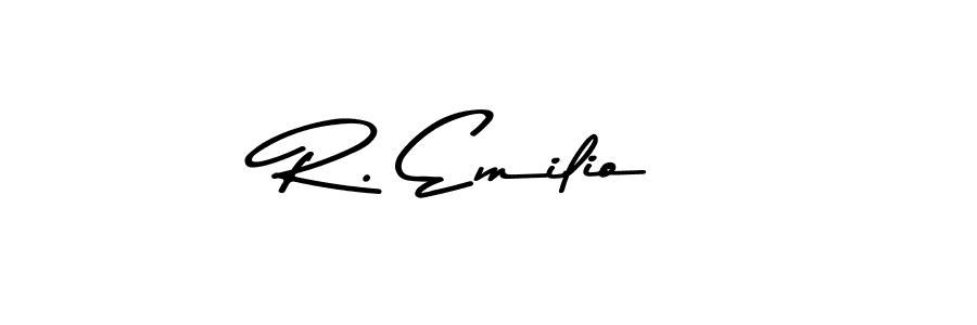 How to make R. Emilio name signature. Use Asem Kandis PERSONAL USE style for creating short signs online. This is the latest handwritten sign. R. Emilio signature style 9 images and pictures png