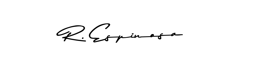 How to make R. Espinosa name signature. Use Asem Kandis PERSONAL USE style for creating short signs online. This is the latest handwritten sign. R. Espinosa signature style 9 images and pictures png