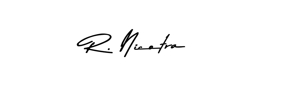 How to make R. Nicotra name signature. Use Asem Kandis PERSONAL USE style for creating short signs online. This is the latest handwritten sign. R. Nicotra signature style 9 images and pictures png