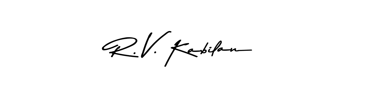 Design your own signature with our free online signature maker. With this signature software, you can create a handwritten (Asem Kandis PERSONAL USE) signature for name R. V. Kabilan. R. V. Kabilan signature style 9 images and pictures png