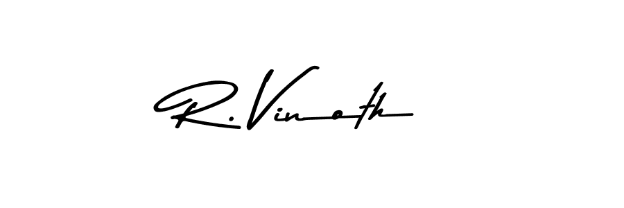 The best way (Asem Kandis PERSONAL USE) to make a short signature is to pick only two or three words in your name. The name R. Vinoth include a total of six letters. For converting this name. R. Vinoth signature style 9 images and pictures png