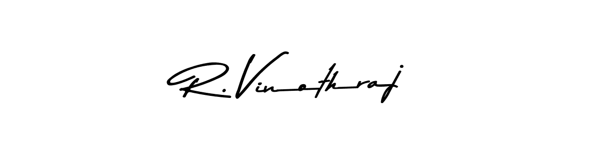 How to make R. Vinothraj name signature. Use Asem Kandis PERSONAL USE style for creating short signs online. This is the latest handwritten sign. R. Vinothraj signature style 9 images and pictures png