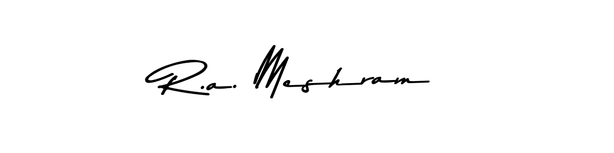 The best way (Asem Kandis PERSONAL USE) to make a short signature is to pick only two or three words in your name. The name R.a. Meshram include a total of six letters. For converting this name. R.a. Meshram signature style 9 images and pictures png