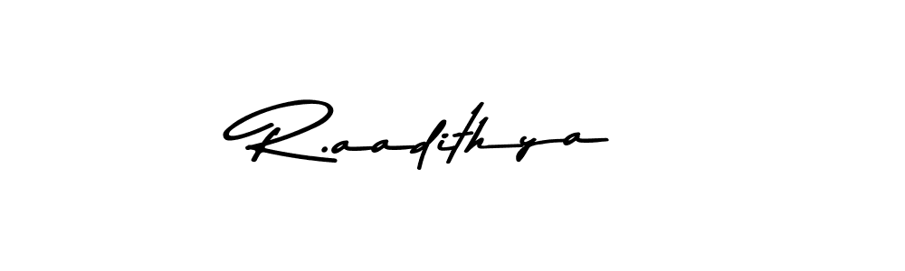 The best way (Asem Kandis PERSONAL USE) to make a short signature is to pick only two or three words in your name. The name R.aadithya include a total of six letters. For converting this name. R.aadithya signature style 9 images and pictures png