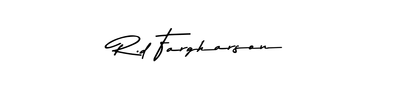 Create a beautiful signature design for name R.d Fargharson. With this signature (Asem Kandis PERSONAL USE) fonts, you can make a handwritten signature for free. R.d Fargharson signature style 9 images and pictures png