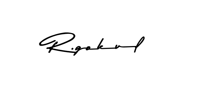 Make a beautiful signature design for name R.gokul. With this signature (Asem Kandis PERSONAL USE) style, you can create a handwritten signature for free. R.gokul signature style 9 images and pictures png