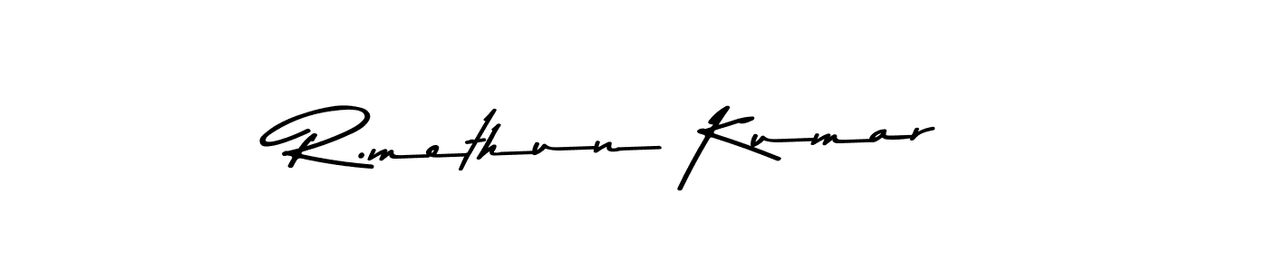 How to make R.methun Kumar name signature. Use Asem Kandis PERSONAL USE style for creating short signs online. This is the latest handwritten sign. R.methun Kumar signature style 9 images and pictures png