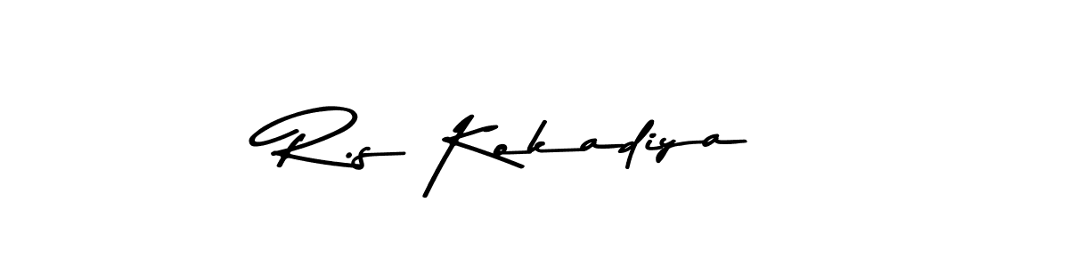 How to make R.s Kokadiya name signature. Use Asem Kandis PERSONAL USE style for creating short signs online. This is the latest handwritten sign. R.s Kokadiya signature style 9 images and pictures png