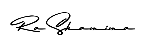 Create your official email sign-off with Ra Shamima name in Asem Kandis PERSONAL USE style. Crisp, clean, and perfectly legible across all screens. Ra Shamima signature style 9 images and pictures png