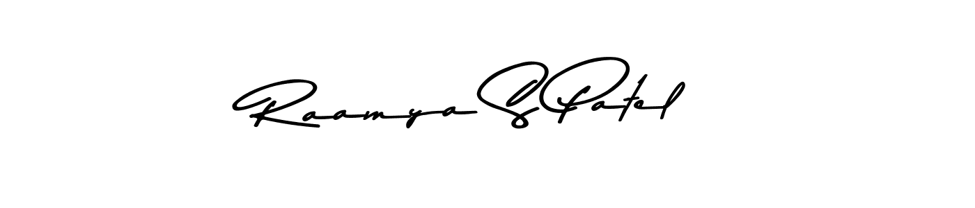 The best way (Asem Kandis PERSONAL USE) to make a short signature is to pick only two or three words in your name. The name Raamya S Patel include a total of six letters. For converting this name. Raamya S Patel signature style 9 images and pictures png