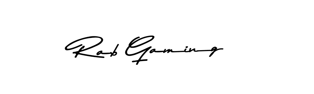 How to make Rab Gaming name signature. Use Asem Kandis PERSONAL USE style for creating short signs online. This is the latest handwritten sign. Rab Gaming signature style 9 images and pictures png