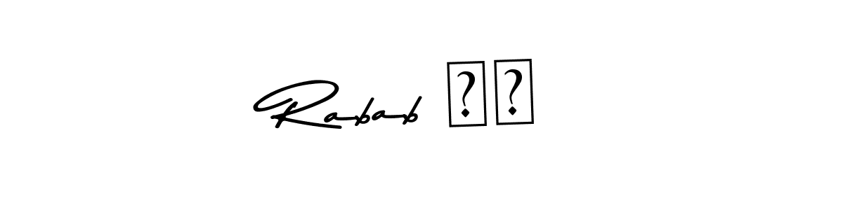 How to make Rabab ♥️ name signature. Use Asem Kandis PERSONAL USE style for creating short signs online. This is the latest handwritten sign. Rabab ♥️ signature style 9 images and pictures png