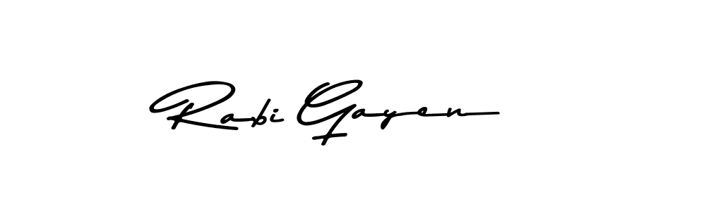 How to make Rabi Gayen name signature. Use Asem Kandis PERSONAL USE style for creating short signs online. This is the latest handwritten sign. Rabi Gayen signature style 9 images and pictures png