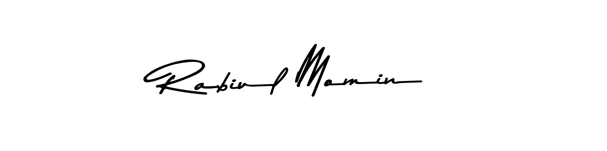 How to make Rabiul Momin name signature. Use Asem Kandis PERSONAL USE style for creating short signs online. This is the latest handwritten sign. Rabiul Momin signature style 9 images and pictures png