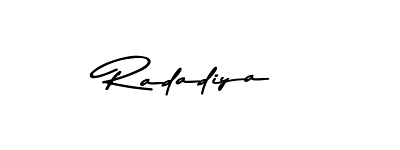 Make a beautiful signature design for name Radadiya. With this signature (Asem Kandis PERSONAL USE) style, you can create a handwritten signature for free. Radadiya signature style 9 images and pictures png