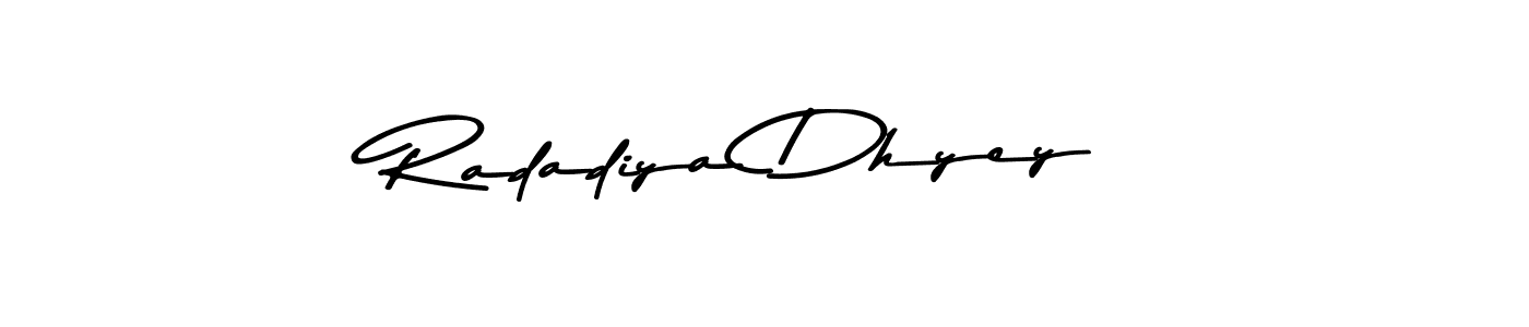 if you are searching for the best signature style for your name Radadiya Dhyey. so please give up your signature search. here we have designed multiple signature styles  using Asem Kandis PERSONAL USE. Radadiya Dhyey signature style 9 images and pictures png