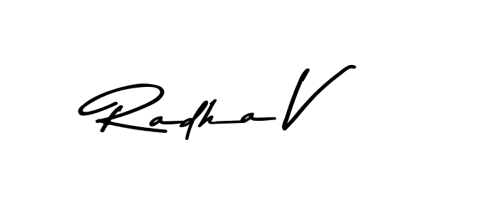 Create a beautiful signature design for name Radha V. With this signature (Asem Kandis PERSONAL USE) fonts, you can make a handwritten signature for free. Radha V signature style 9 images and pictures png