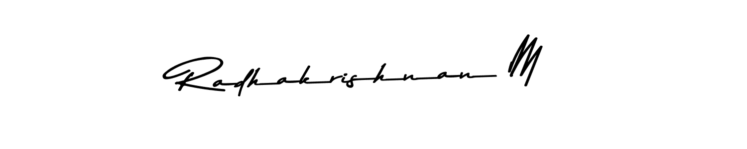 if you are searching for the best signature style for your name Radhakrishnan M. so please give up your signature search. here we have designed multiple signature styles  using Asem Kandis PERSONAL USE. Radhakrishnan M signature style 9 images and pictures png
