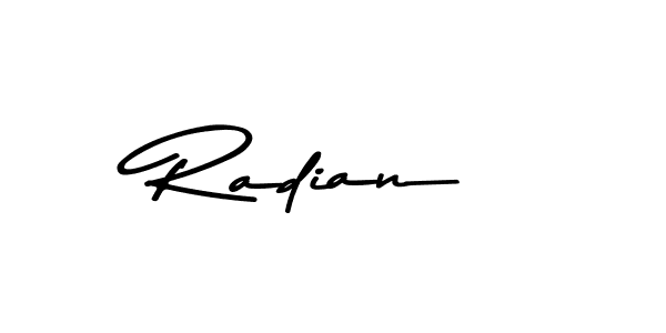 Create a beautiful signature design for name Radian. With this signature (Asem Kandis PERSONAL USE) fonts, you can make a handwritten signature for free. Radian signature style 9 images and pictures png