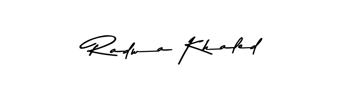 How to make Radwa Khaled name signature. Use Asem Kandis PERSONAL USE style for creating short signs online. This is the latest handwritten sign. Radwa Khaled signature style 9 images and pictures png