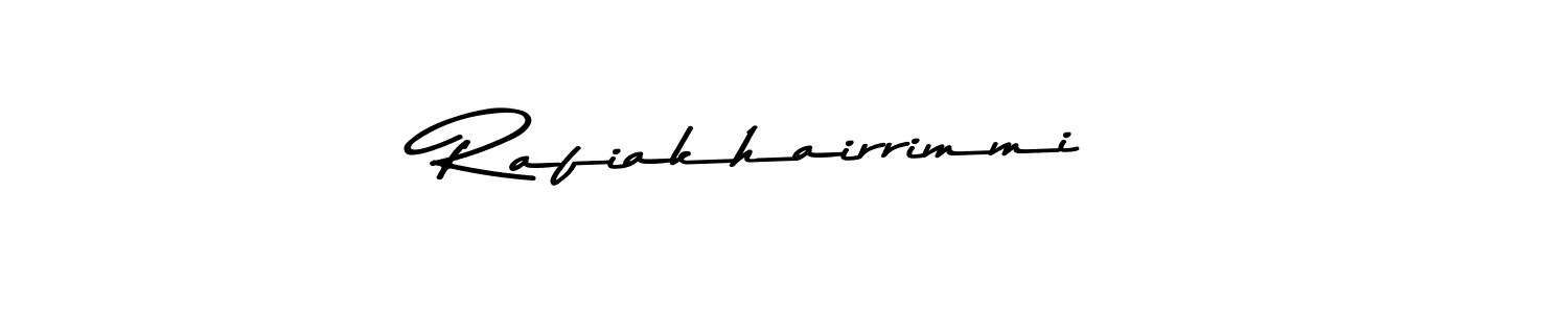 This is the best signature style for the Rafiakhairrimmi name. Also you like these signature font (Asem Kandis PERSONAL USE). Mix name signature. Rafiakhairrimmi signature style 9 images and pictures png