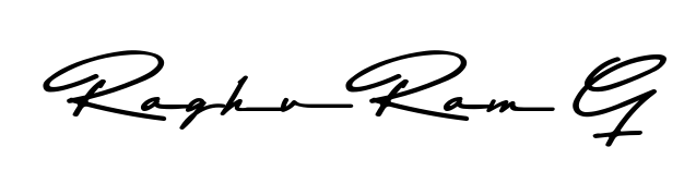 Generate high-definition signature styles for Raghu Ram G. The Asem Kandis PERSONAL USE typeface ensures crisp legibility and sophisticated design. Raghu Ram G signature style 9 images and pictures png