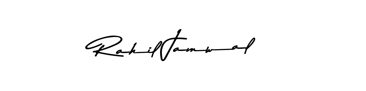 The best way (Asem Kandis PERSONAL USE) to make a short signature is to pick only two or three words in your name. The name Rahil Jamwal include a total of six letters. For converting this name. Rahil Jamwal signature style 9 images and pictures png