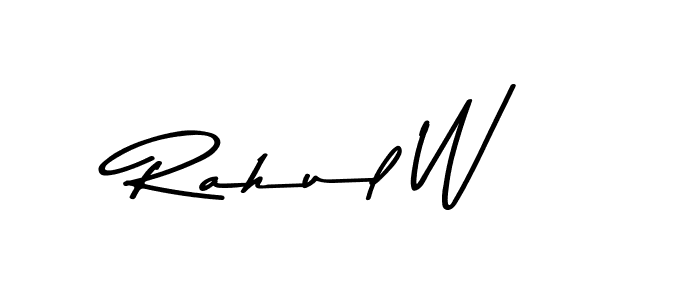 How to make Rahul W name signature. Use Asem Kandis PERSONAL USE style for creating short signs online. This is the latest handwritten sign. Rahul W signature style 9 images and pictures png