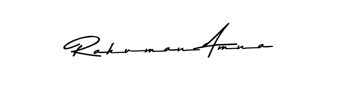 Make a beautiful signature design for name Rahuman Amna. With this signature (Asem Kandis PERSONAL USE) style, you can create a handwritten signature for free. Rahuman Amna signature style 9 images and pictures png