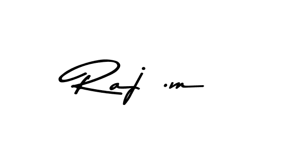 How to make Raj .m name signature. Use Asem Kandis PERSONAL USE style for creating short signs online. This is the latest handwritten sign. Raj .m signature style 9 images and pictures png